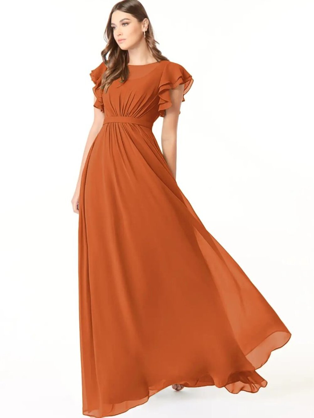 NWT Azazie Daphne Cinnamon Chiffon Dress Size 2